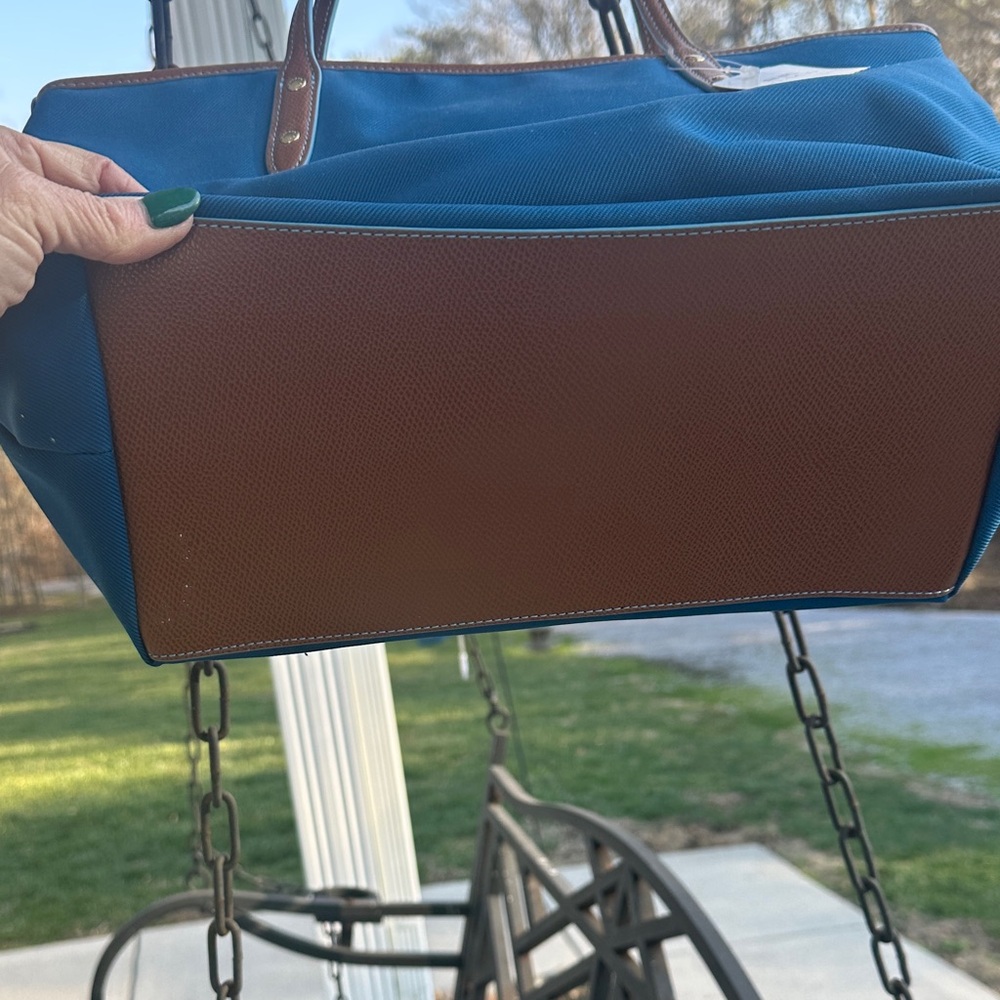 Coach Blue and Brown Tote Bag - Picture 3 of 11